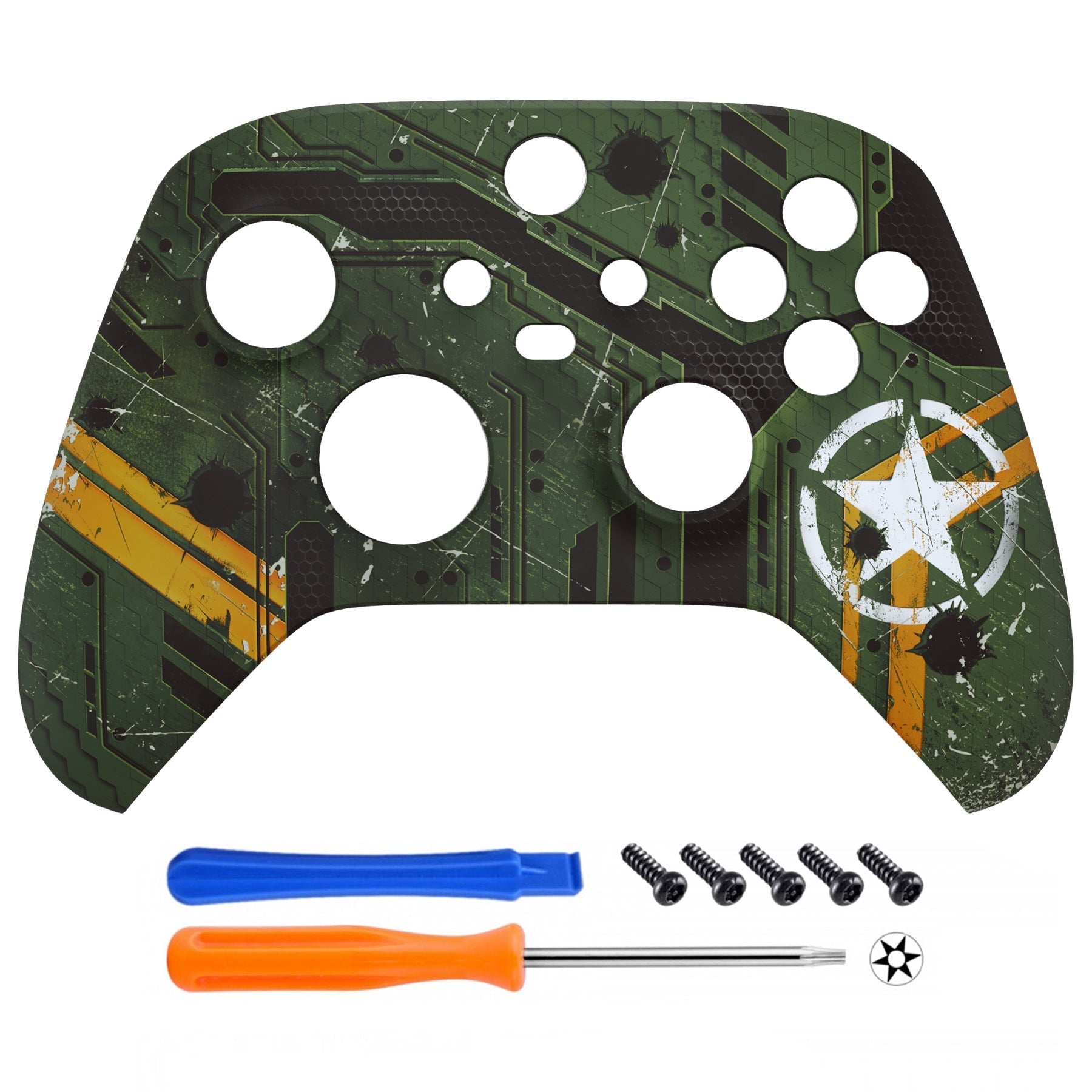 eXtremeRate Retail Army Mecha Replacement Part Faceplate, Soft Touch Grip Housing Shell Case for Xbox Series S & Xbox Series X Controller Accessories - Controller NOT Included - FX3T150