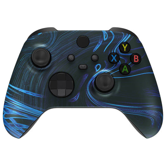 eXtremeRate Retail Blue Swirl Replacement Part Faceplate, Soft Touch Grip Housing Shell Case for Xbox Series S & Xbox Series X Controller Accessories - Controller NOT Included - FX3T168