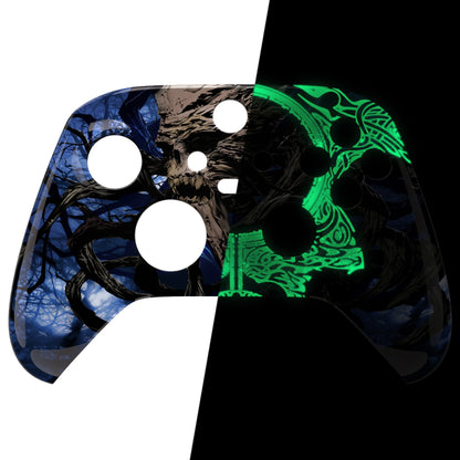 eXtremeRate Retail Glow in Dark - The Awakening of the Earth Lord Replacement Part Faceplate, Soft Touch Grip Housing Shell Case for Xbox Series S & Xbox Series X Controller Accessories - Controller NOT Included - FX3T171