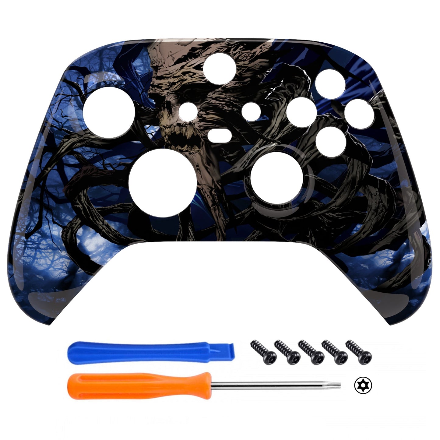 eXtremeRate Retail Glow in Dark - The Awakening of the Earth Lord Replacement Part Faceplate, Soft Touch Grip Housing Shell Case for Xbox Series S & Xbox Series X Controller Accessories - Controller NOT Included - FX3T171