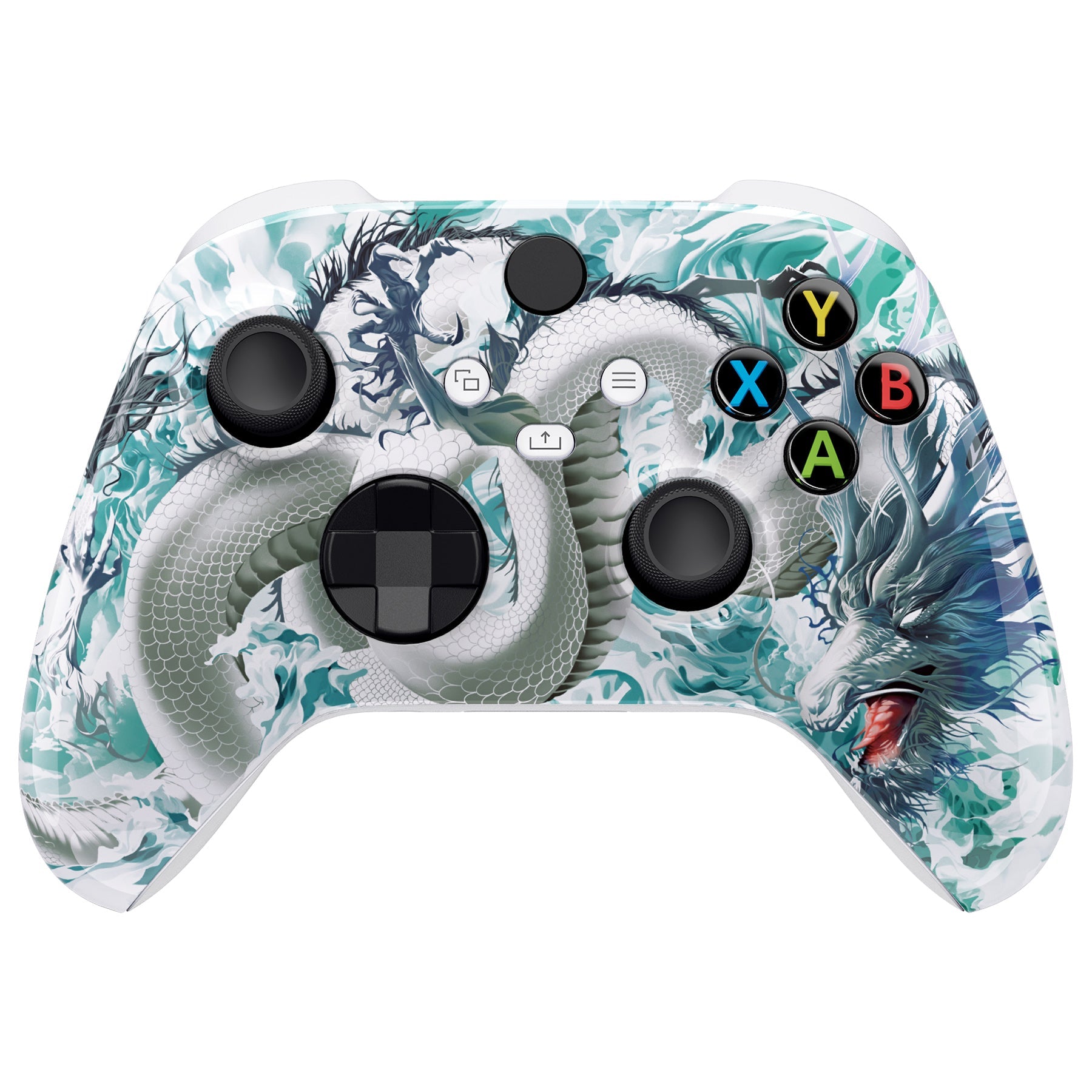 eXtremeRate Retail Jade Dragon - Cloud Dominator Replacement Part Faceplate, Soft Touch Grip Housing Shell Case for Xbox Series S & Xbox Series X Controller Accessories - Controller NOT Included - FX3T173