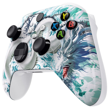 eXtremeRate Retail Jade Dragon - Cloud Dominator Replacement Part Faceplate, Soft Touch Grip Housing Shell Case for Xbox Series S & Xbox Series X Controller Accessories - Controller NOT Included - FX3T173