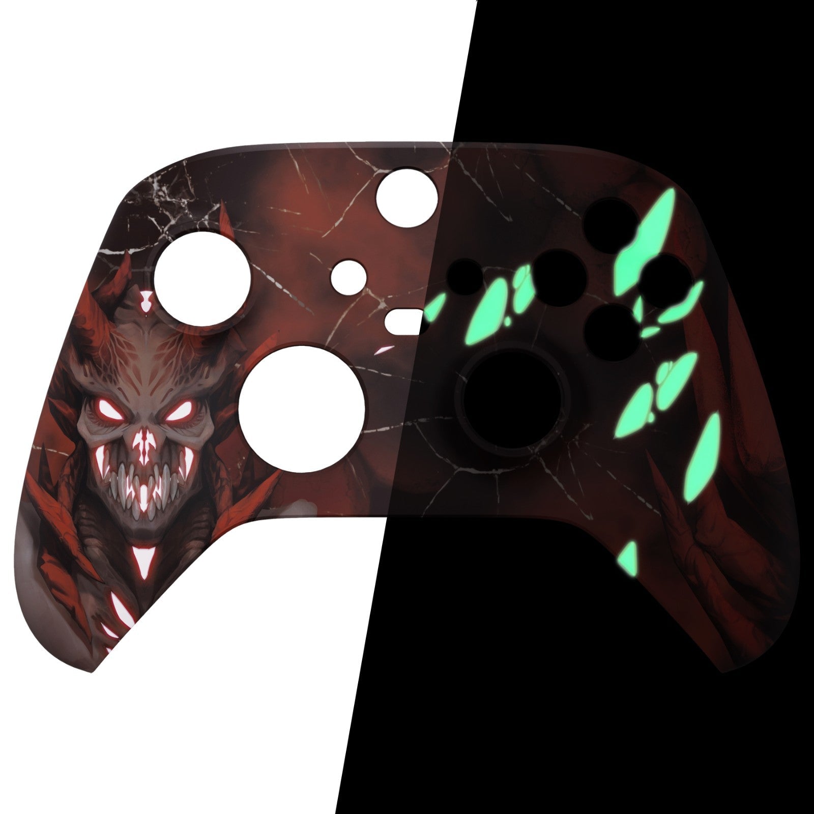 eXtremeRate Retail Glow in Dark - Scarlet Demon Replacement Part Faceplate, Soft Touch Grip Housing Shell Case for Xbox Series S & Xbox Series X Controller Accessories - Controller NOT Included - FX3T178