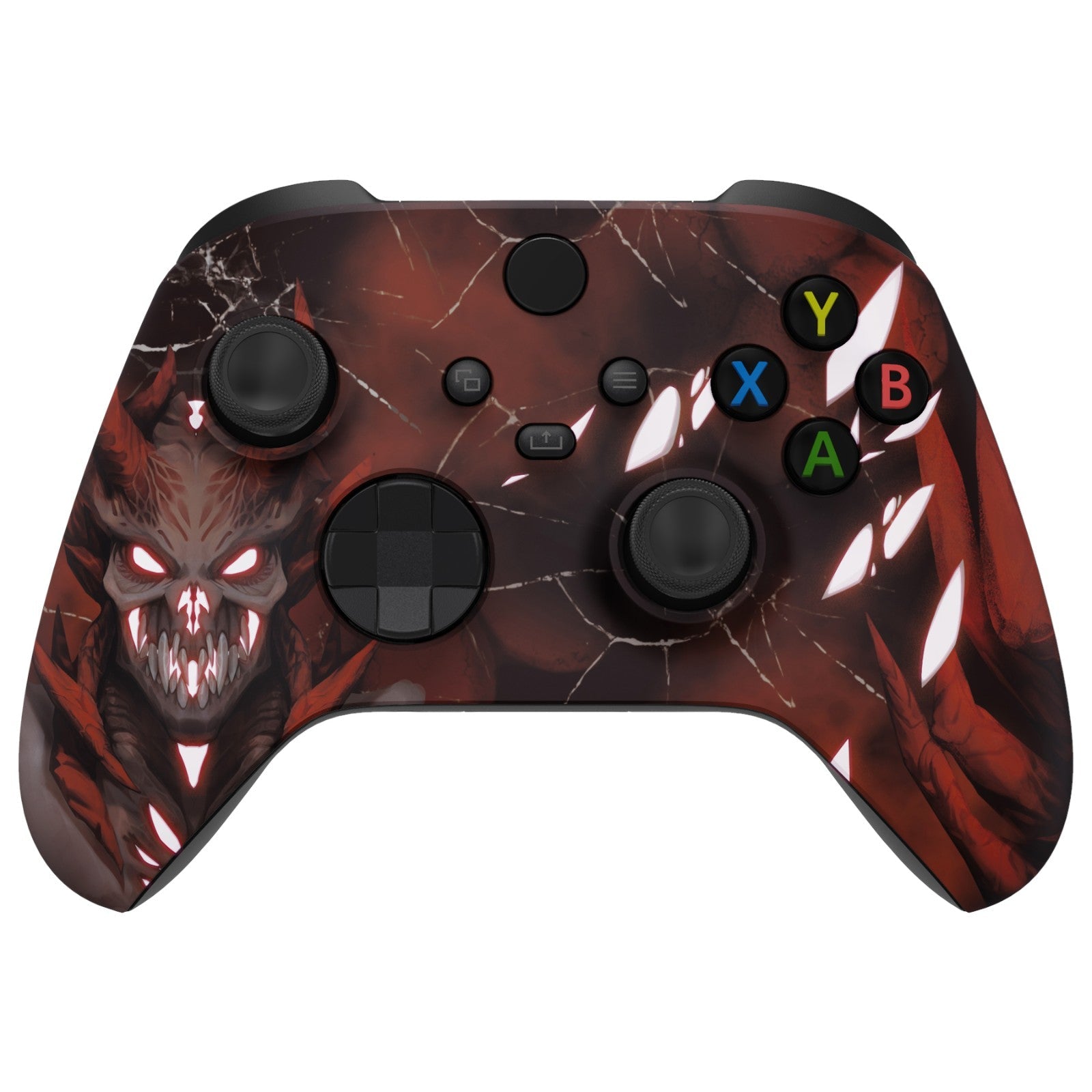 eXtremeRate Retail Glow in Dark - Scarlet Demon Replacement Part Faceplate, Soft Touch Grip Housing Shell Case for Xbox Series S & Xbox Series X Controller Accessories - Controller NOT Included - FX3T178