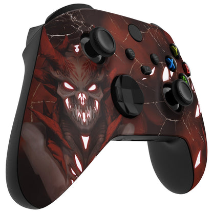 eXtremeRate Retail Glow in Dark - Scarlet Demon Replacement Part Faceplate, Soft Touch Grip Housing Shell Case for Xbox Series S & Xbox Series X Controller Accessories - Controller NOT Included - FX3T178