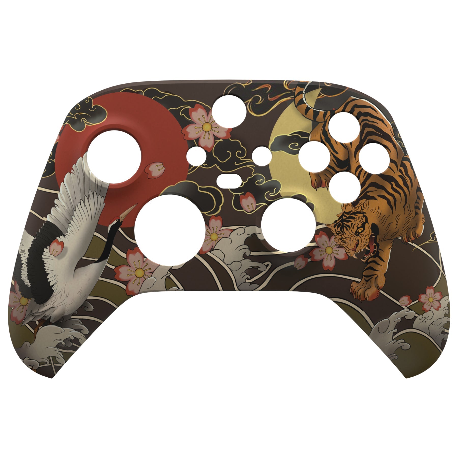 eXtremeRate Retail Tiger & Crane Replacement Part Faceplate, Soft Touch Grip Housing Shell Case for Xbox Series S & Xbox Series X Controller Accessories - Controller NOT Included - FX3T180