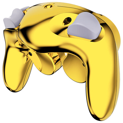 eXtremeRate Retail Chrome Gold Glossy Faceplate Backplate for Nintendo GameCube Controller, Replacement Housing Shell Cover with Buttons for Nintendo GameCube Controller NGC - Controller NOT Included - GCND4001