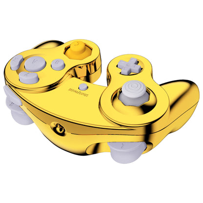 eXtremeRate Retail Chrome Gold Glossy Faceplate Backplate for Nintendo GameCube Controller, Replacement Housing Shell Cover with Buttons for Nintendo GameCube Controller NGC - Controller NOT Included - GCND4001