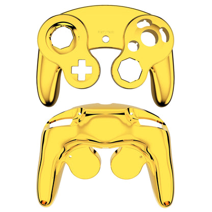 eXtremeRate Retail Chrome Gold Glossy Faceplate Backplate for Nintendo GameCube Controller, Replacement Housing Shell Cover with Buttons for Nintendo GameCube Controller NGC - Controller NOT Included - GCND4001