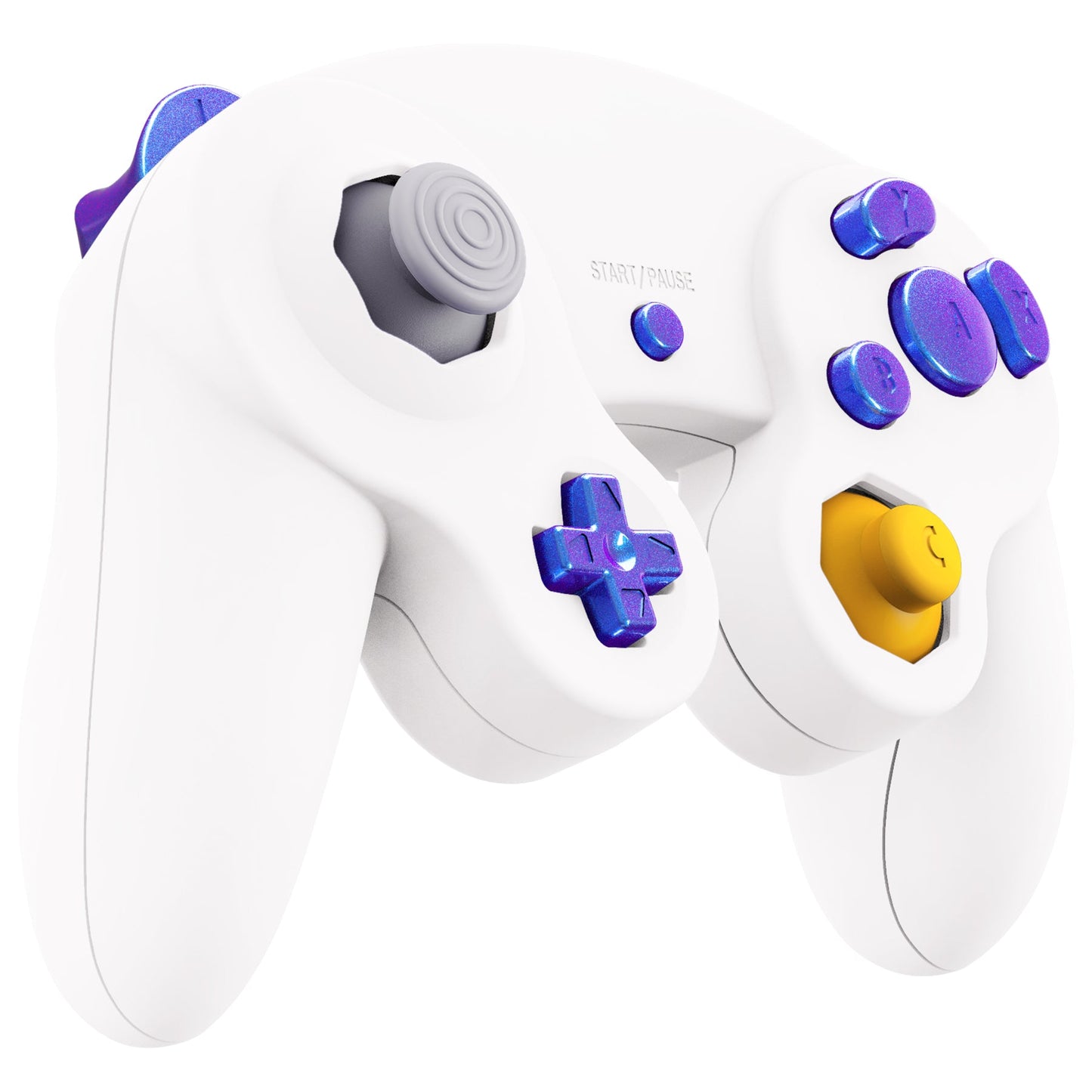 eXtremeRate Retail Chameleon Purple Blue Repair ABXY D-pad Z L R Keys for Nintendo GameCube Controller, DIY Replacement Full Set Buttons Thumbsticks for Nintendo GameCube Controller - Controller NOT Included - GCNJ2003