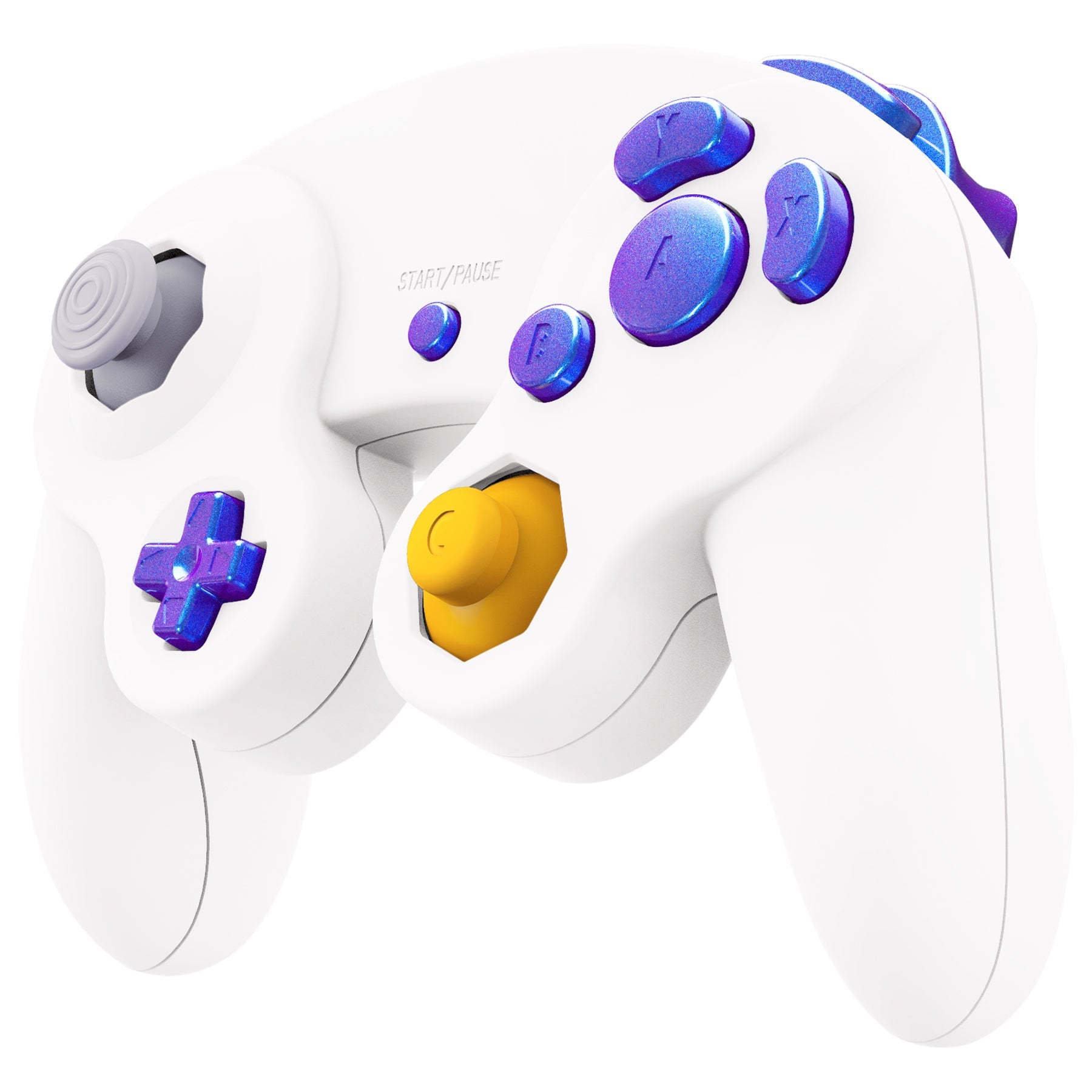 eXtremeRate Retail Chameleon Purple Blue Repair ABXY D-pad Z L R Keys for Nintendo GameCube Controller, DIY Replacement Full Set Buttons Thumbsticks for Nintendo GameCube Controller - Controller NOT Included - GCNJ2003