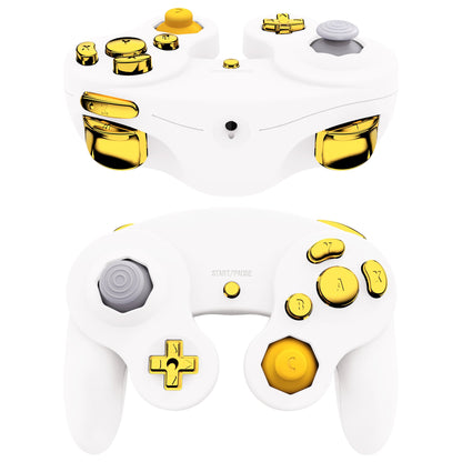 eXtremeRate Retail Chrome Gold Repair ABXY D-pad Z L R Keys for Nintendo GameCube Controller, DIY Replacement Full Set Buttons Thumbsticks & Tools for Nintendo GameCube Controller - Controller NOT Included - GCNJ3001