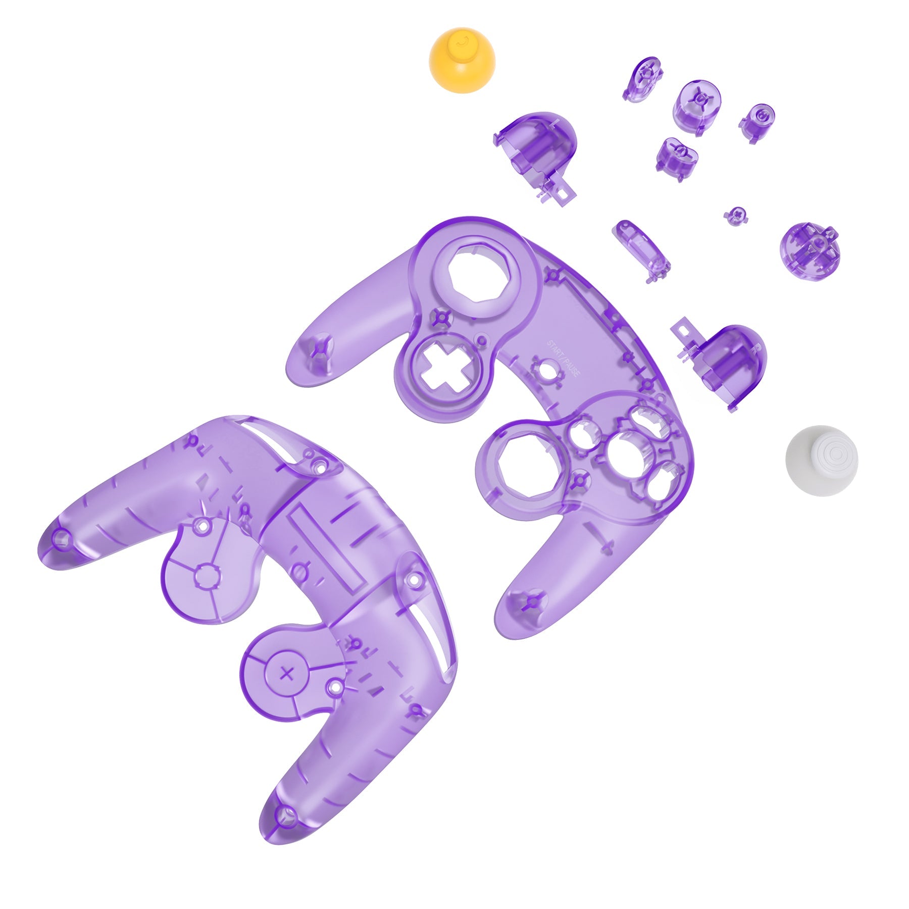 eXtremeRate Replacement  Faceplate Backplate with Buttons for Nintendo GameCube Controller NGC - Clear Atomic Purple eXtremeRate