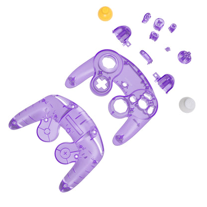 eXtremeRate Replacement  Faceplate Backplate with Buttons for Nintendo GameCube Controller NGC - Clear Atomic Purple eXtremeRate