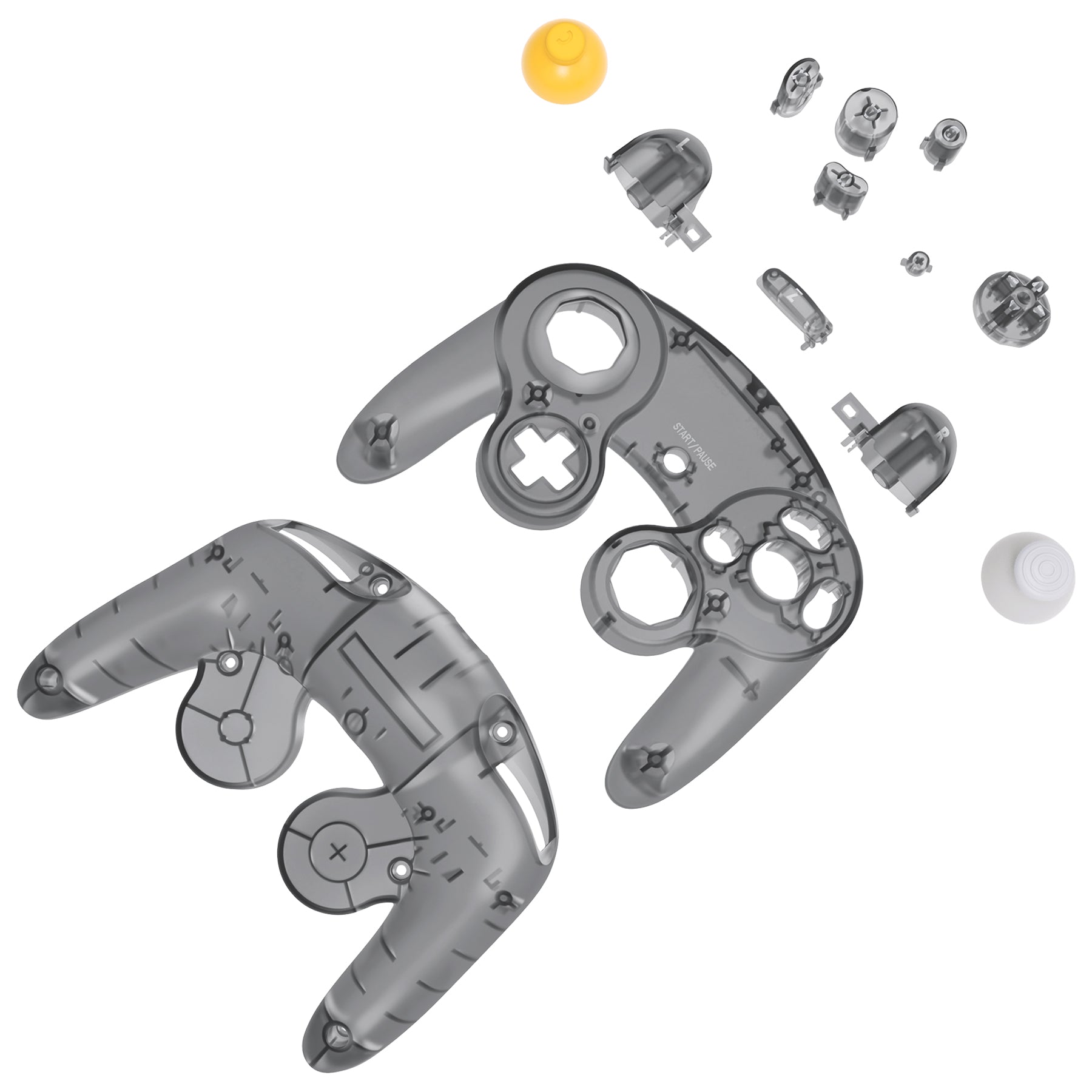 eXtremeRate Replacement  Faceplate Backplate with Buttons for Nintendo GameCube Controller NGC - Clear Black eXtremeRate