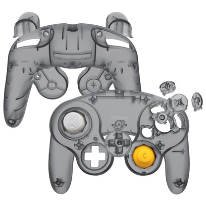 eXtremeRate Replacement  Faceplate Backplate with Buttons for Nintendo GameCube Controller NGC - Clear Black eXtremeRate