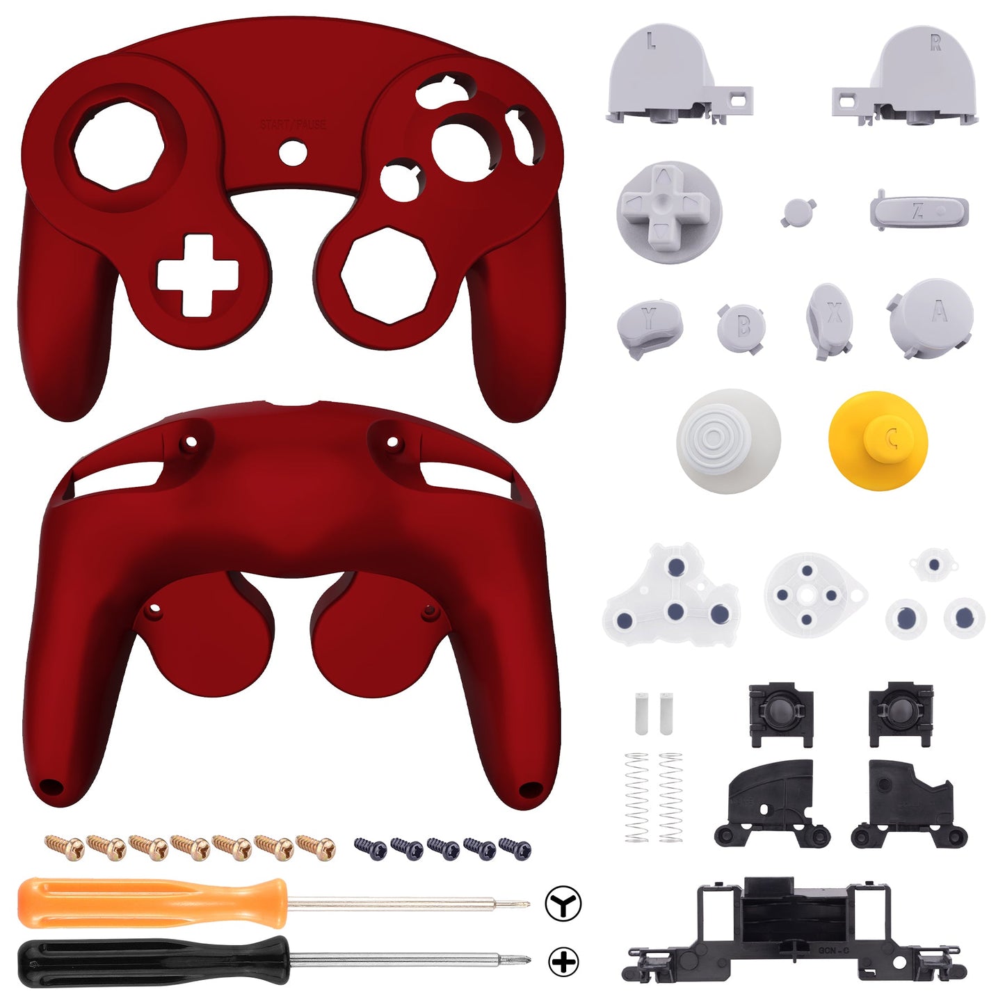 eXtremeRate Retail Scarlet Red Replacement Faceplate Backplate with Buttons for Nintendo GameCube Controller - GCNP3001