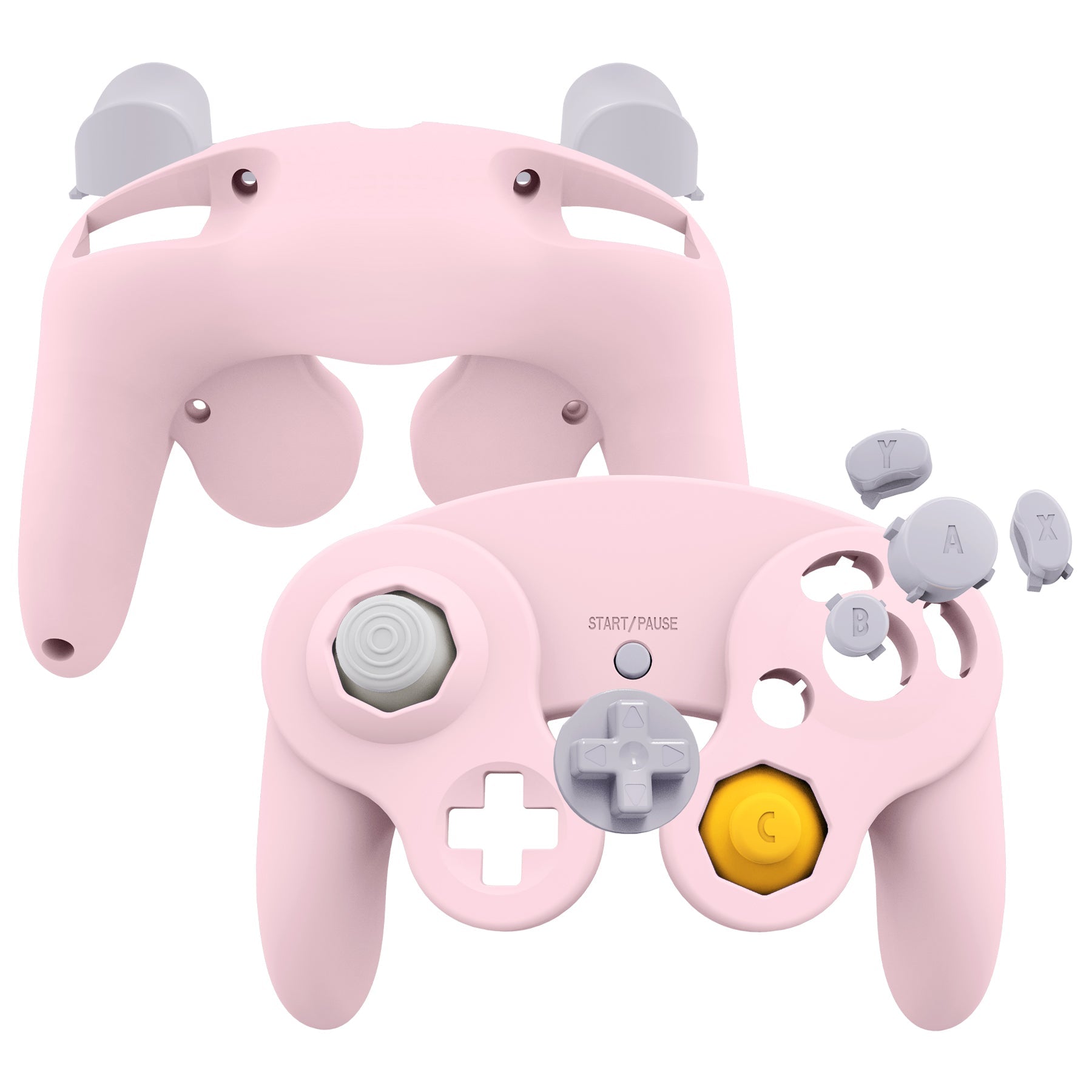 eXtremeRate Retail Cherry Blossoms Pink Replacement Faceplate Backplate with Buttons for Nintendo GameCube Controller - GCNP3003