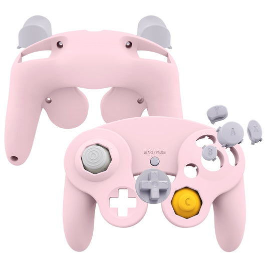 eXtremeRate Retail Cherry Blossoms Pink Replacement Faceplate Backplate with Buttons for Nintendo GameCube Controller - GCNP3003