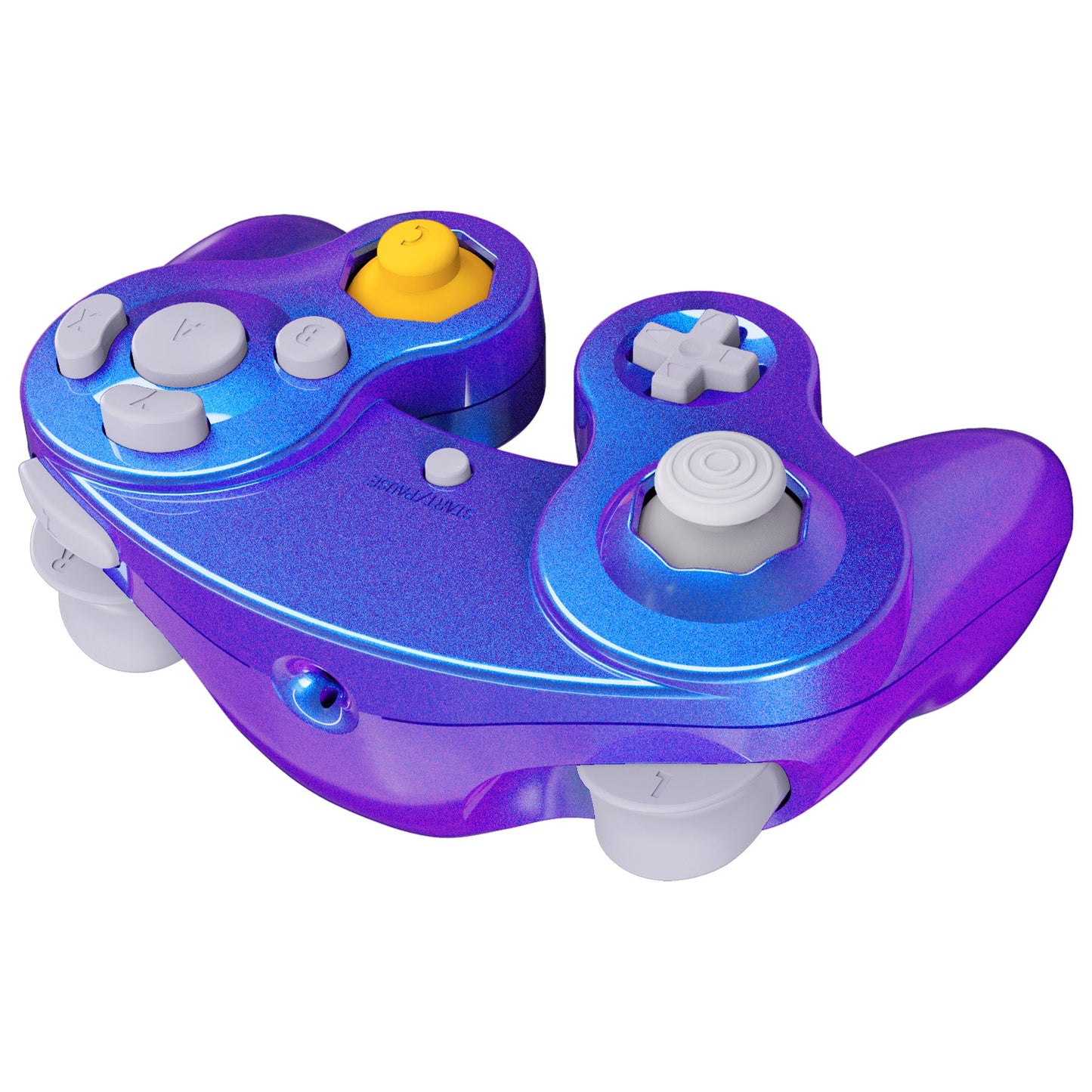 eXtremeRate Retail Chameleon Purple Blue Replacement Faceplate Backplate with Buttons for Nintendo GameCube Controller - GCNP3004