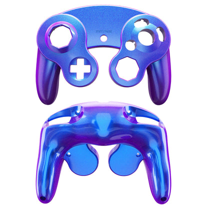 eXtremeRate Retail Chameleon Purple Blue Replacement Faceplate Backplate with Buttons for Nintendo GameCube Controller - GCNP3004