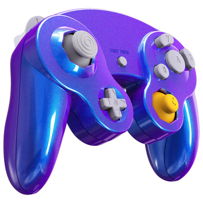 eXtremeRate Retail Chameleon Purple Blue Replacement Faceplate Backplate with Buttons for Nintendo GameCube Controller - GCNP3004