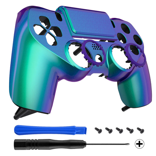 eXtremeRate Retail Chameleon Green Purple Ghost Replacement Faceplate Touchpad, Redesigned Soft Touch Housing Shell Touch Pad Compatible with PS4 Slim Pro Controller JDM-040/050/055 - Controller NOT Included - GHP4P001