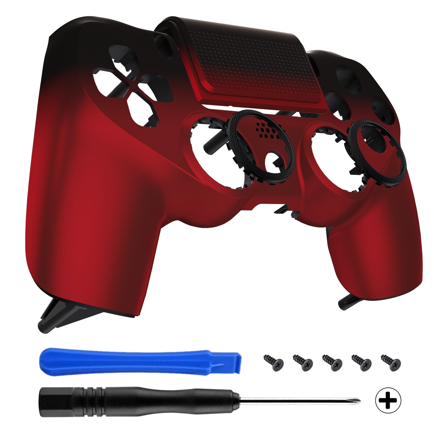 eXtremeRate Retail Shadow Scarlet Red Replacement Faceplate Touchpad, Redesigned Soft Touch Housing Shell Touch Pad Compatible with PS4 Slim Pro Controller JDM-040/050/055 - Controller NOT Included - GHP4P005