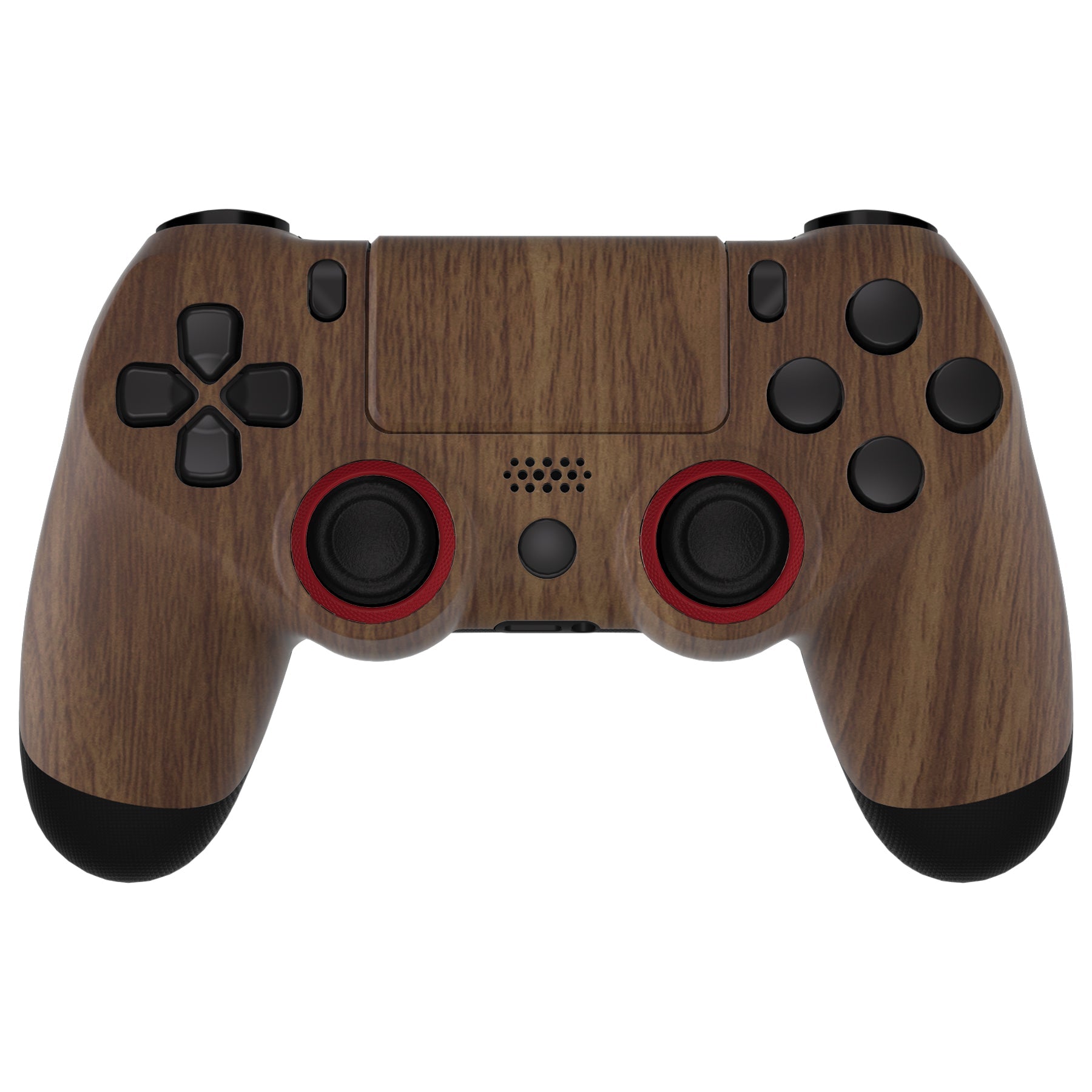 eXtremeRate Retail Wood Grain Ghost Replacement Faceplate Touchpad Cover, Redesigned Soft Touch Housing Shell Case Touch Pad Compatible with PS4 Slim Pro Controller JDM-040/050/055 - Controller NOT Included - GHP4S001