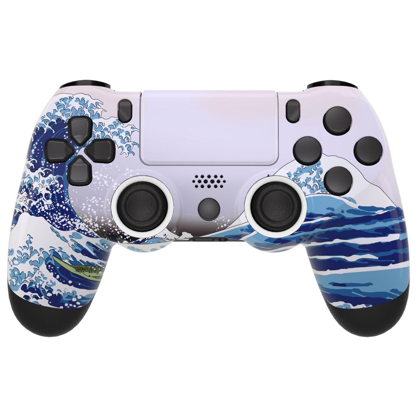 eXtremeRate Retail The Great Wave Replacement Faceplate Touchpad Cover, Redesigned Housing Shell Case Touch Pad Compatible with PS4 Slim Pro Controller JDM-040/050/055 - Controller NOT Included - GHP4T001