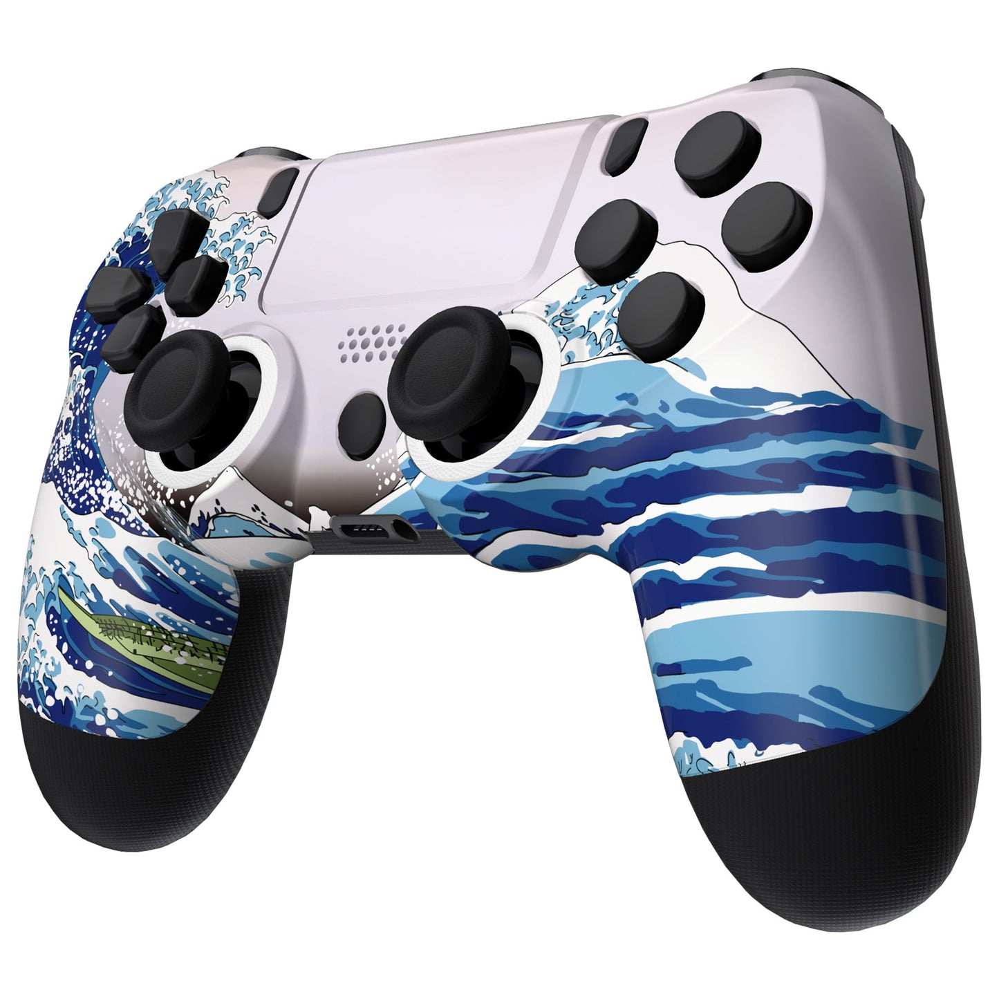 eXtremeRate Retail The Great Wave Replacement Faceplate Touchpad Cover, Redesigned Housing Shell Case Touch Pad Compatible with PS4 Slim Pro Controller JDM-040/050/055 - Controller NOT Included - GHP4T001