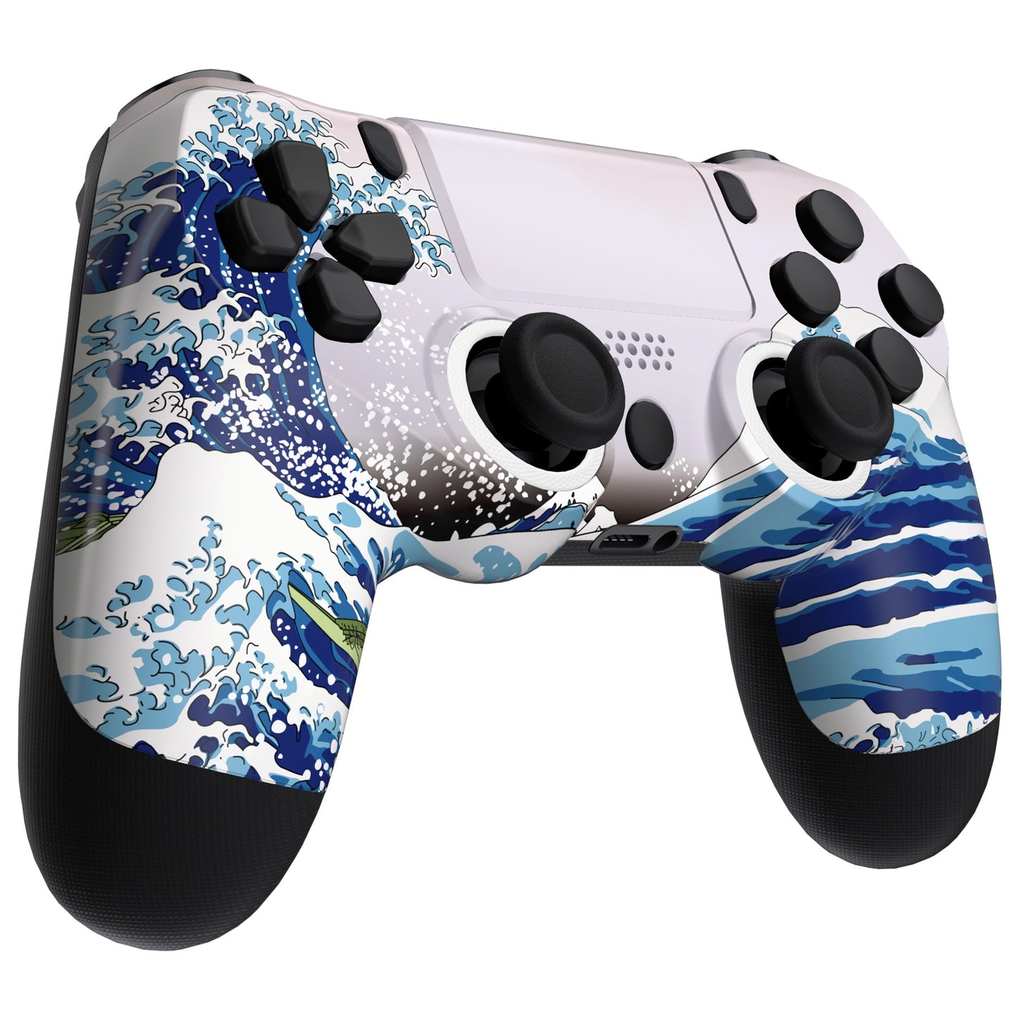 eXtremeRate Retail The Great Wave Replacement Faceplate Touchpad Cover, Redesigned Housing Shell Case Touch Pad Compatible with PS4 Slim Pro Controller JDM-040/050/055 - Controller NOT Included - GHP4T001