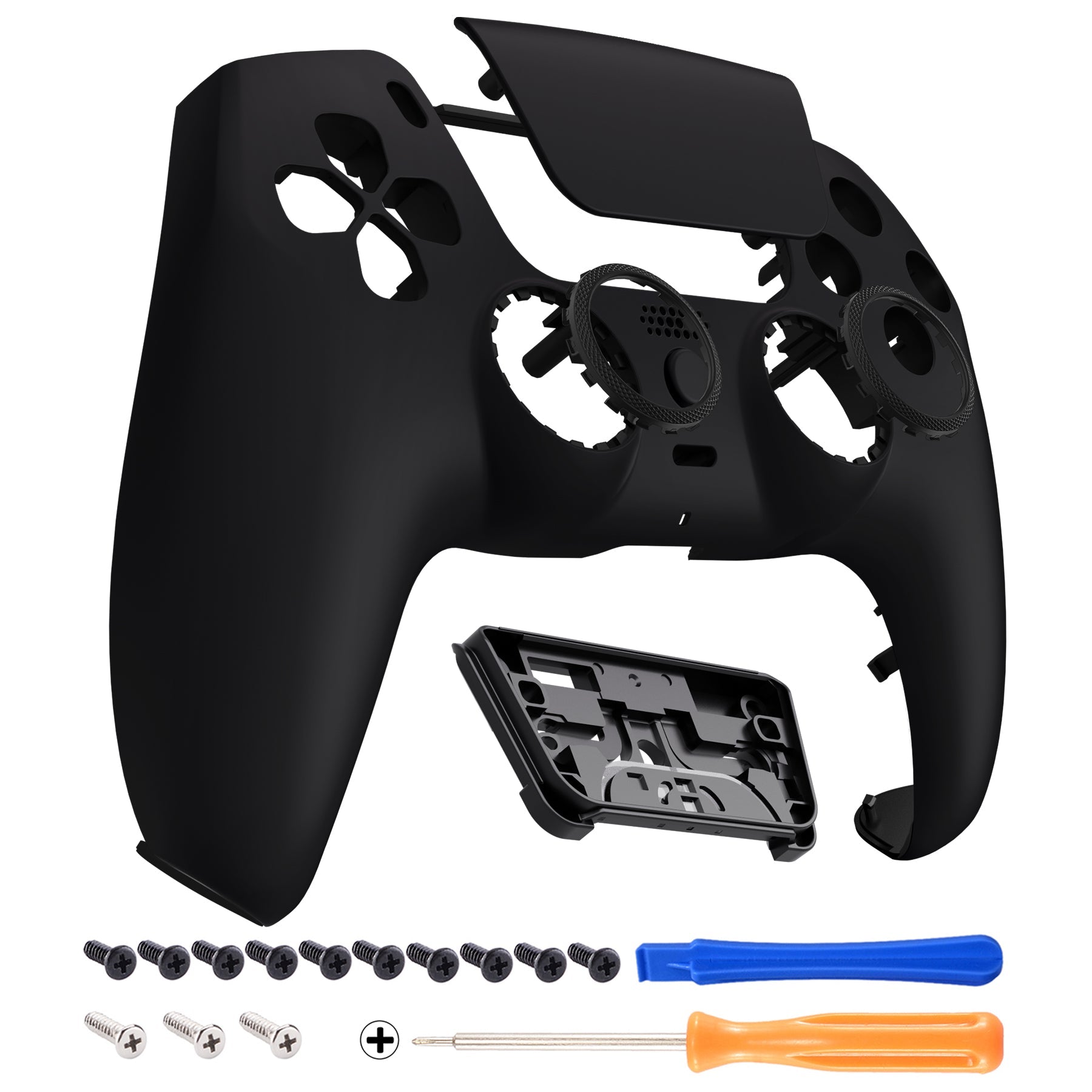 eXtremeRate Retail LUNA Redesigned Black Soft Touch Front Shell Touchpad Compatible with ps5 Controller BDM-010 BDM-020 BDM-030, DIY Replacement Housing Custom Touch Pad Cover Compatible with ps5 Controller - GHPFP001