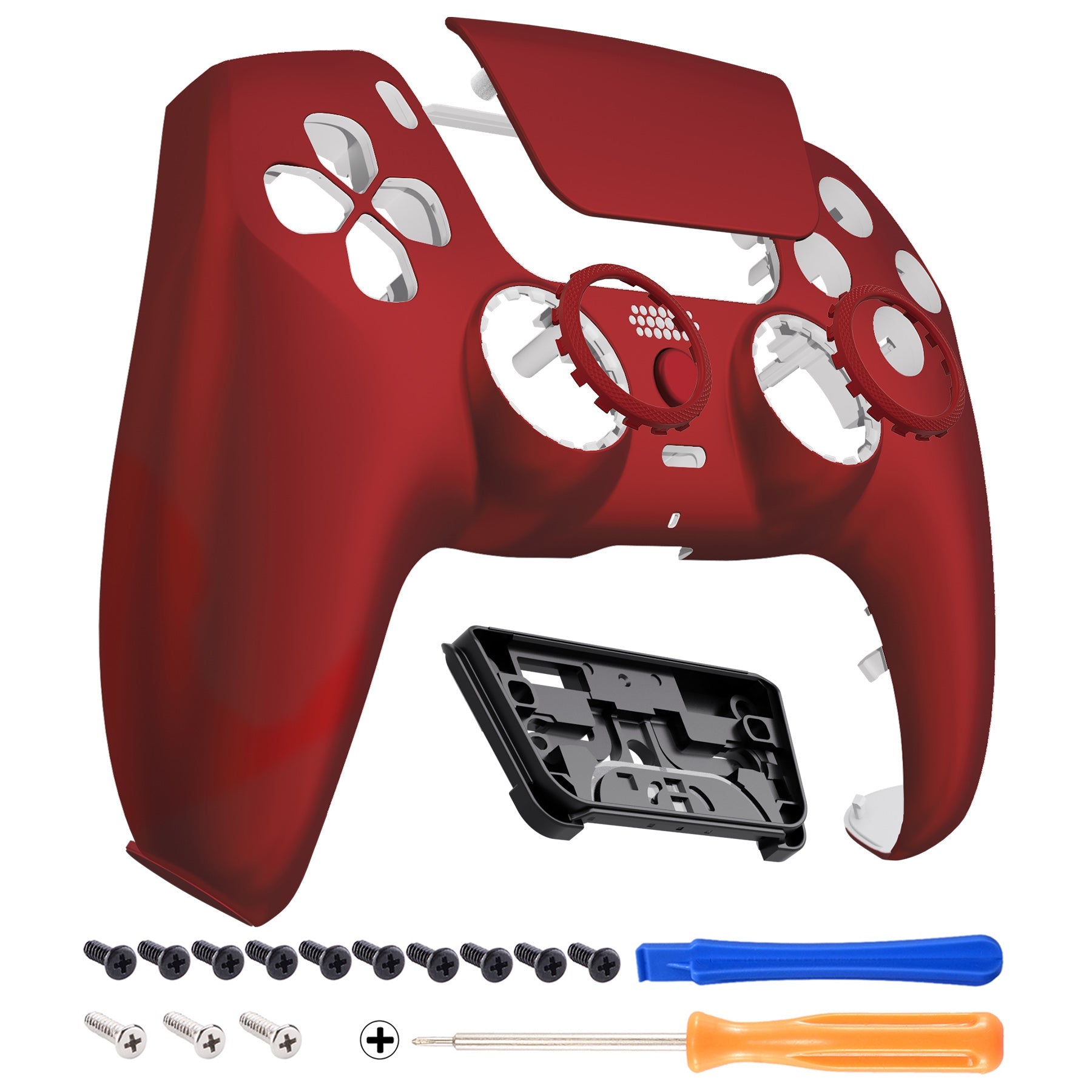 eXtremeRate Retail LUNA Redesigned Scarlet Red Soft Touch Front Shell Touchpad Compatible with ps5 Controller BDM-010 BDM-020 BDM-030, DIY Replacement Housing Custom Touch Pad Cover Compatible with ps5 Controller - GHPFP002