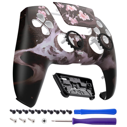 eXtremeRate PS5コントローラーBDM-010/020/030/040/050/060対応LUNA再設計交換対応用フロントシェル＆タッチパッド【暗闇に咲く花】