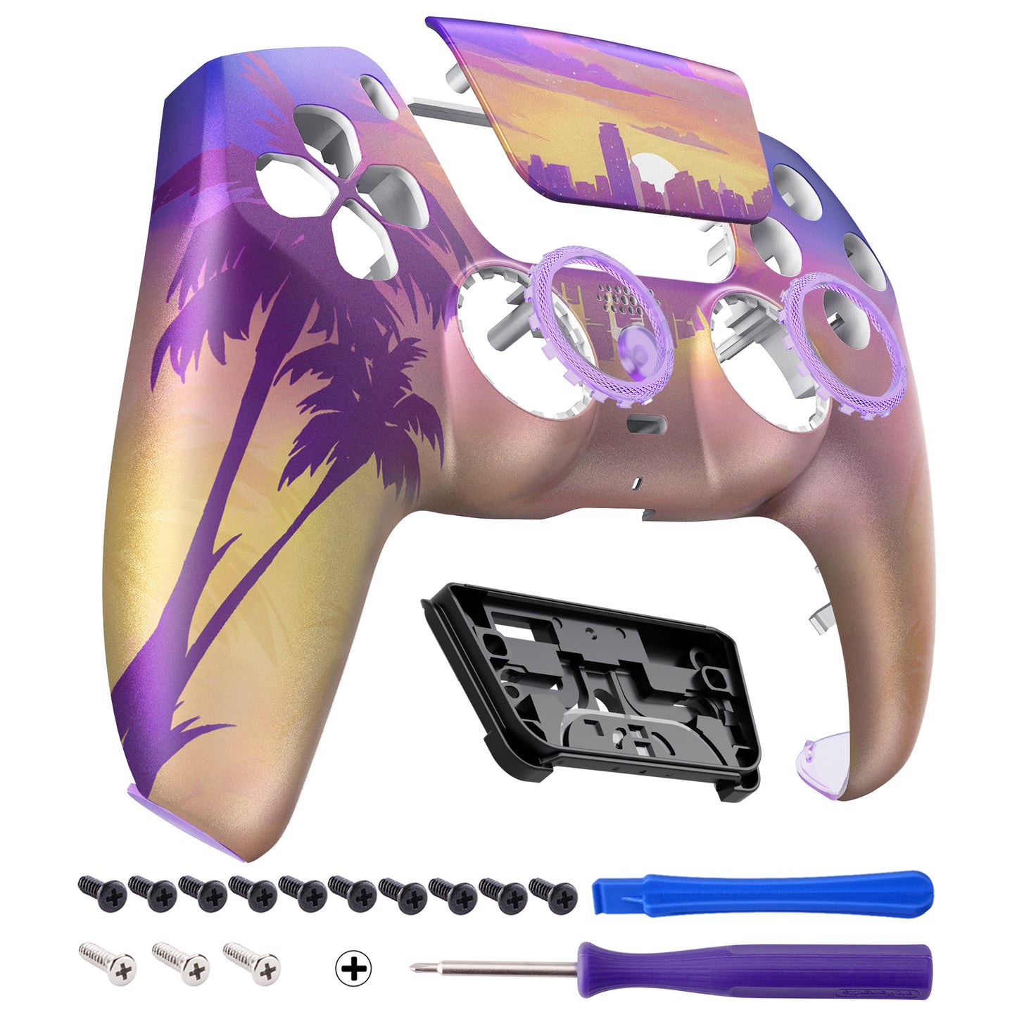 eXtremeRate LUNA Redesigned Replacement Front Shell & Touchpad for PS5 Controller BDM-010/020/030/040/050 [Miami Sunset]