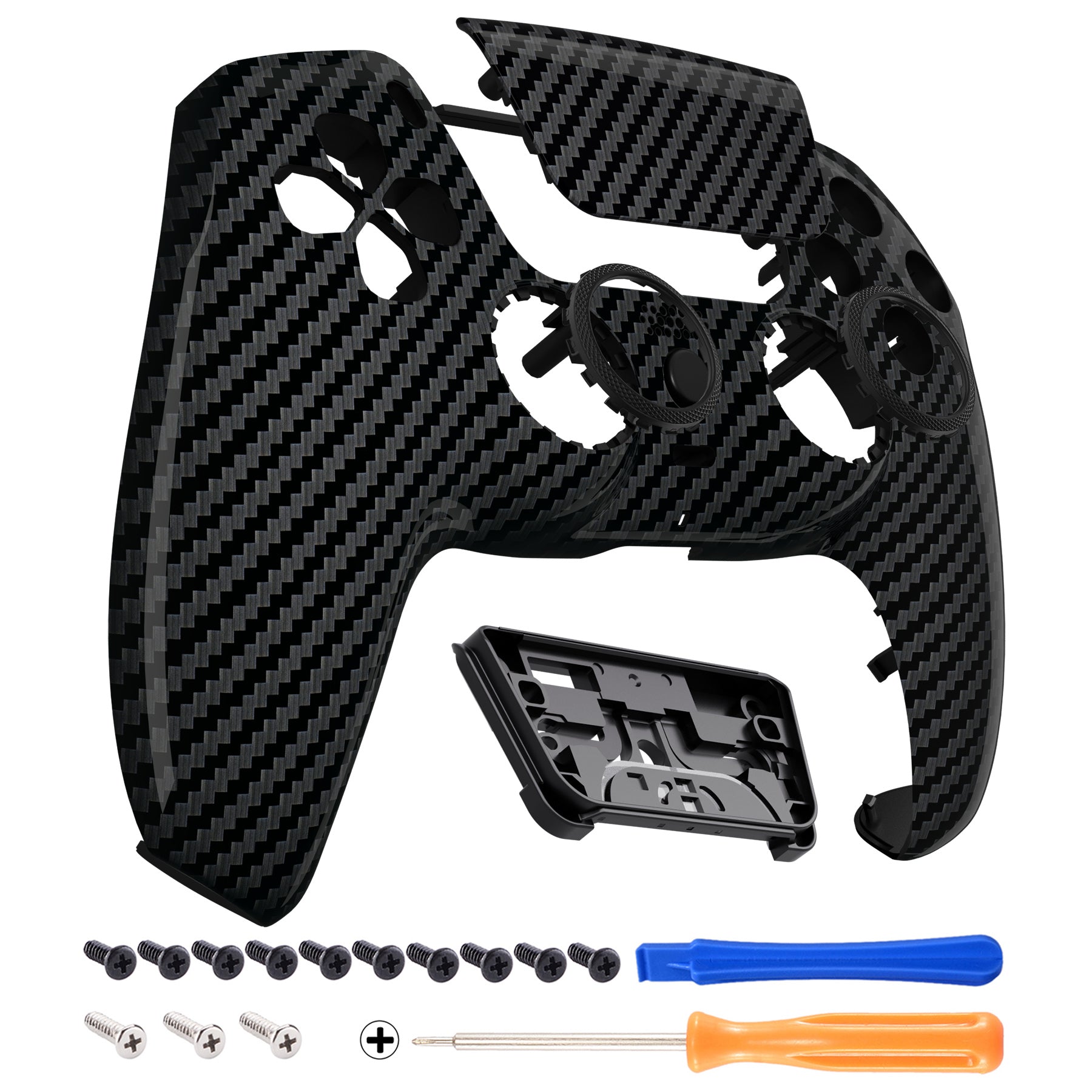 eXtremeRate Retail LUNA Redesigned Graphite Carbon Fiber Pattern Front Shell Touchpad Compatible with ps5 Controller BDM-010 BDM-020 BDM-030, DIY Replacement Housing Custom Touch Pad Cover Compatible with ps5 Controller - GHPFS001