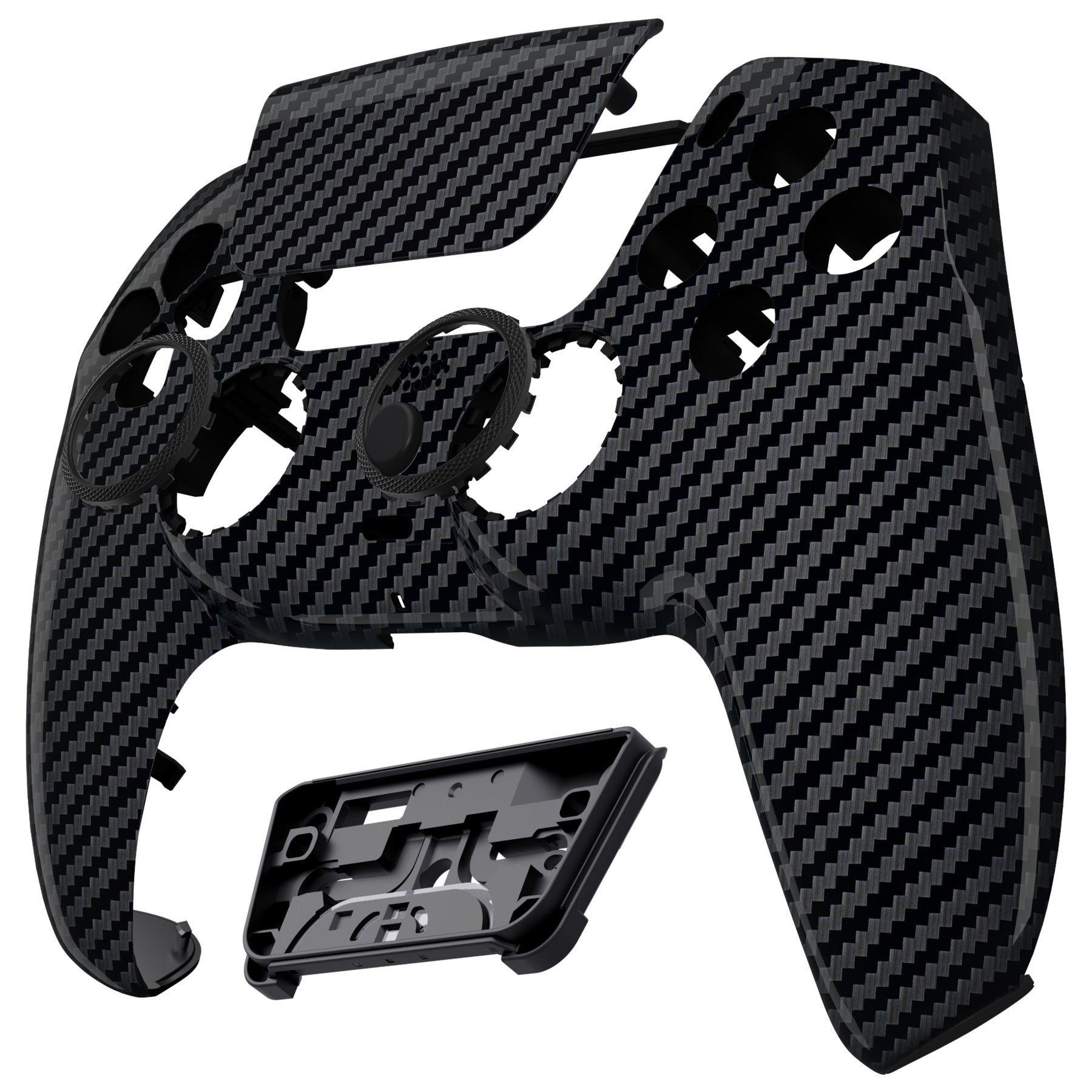 eXtremeRate Retail LUNA Redesigned Graphite Carbon Fiber Pattern Front Shell Touchpad Compatible with ps5 Controller BDM-010 BDM-020 BDM-030, DIY Replacement Housing Custom Touch Pad Cover Compatible with ps5 Controller - GHPFS001