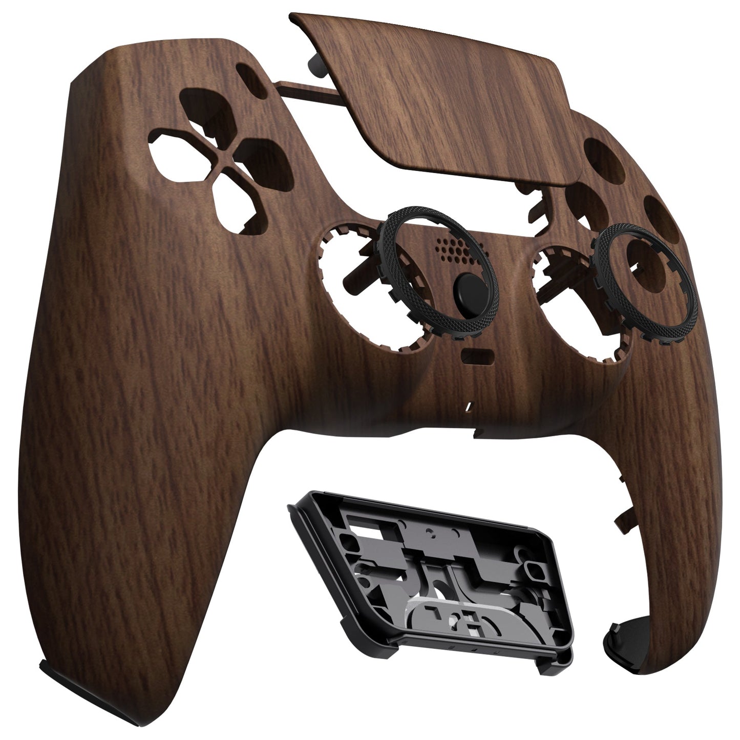 eXtremeRate Retail LUNA Redesigned Wood Grain Front Shell Touchpad Compatible with ps5 Controller BDM-010 BDM-020 BDM-030, DIY Replacement Housing Custom Touch Pad Cover Compatible with ps5 Controller - GHPFS002