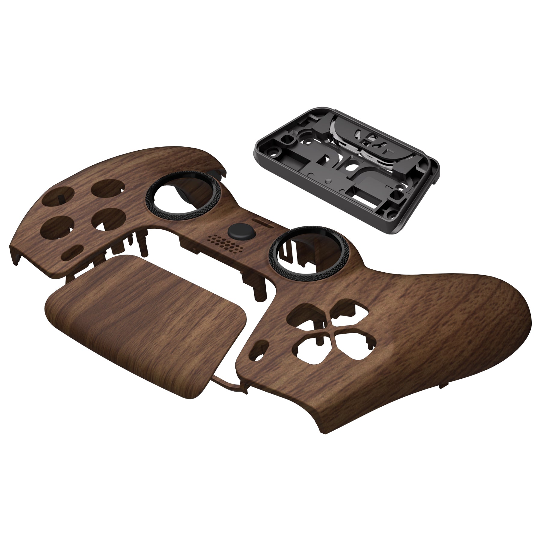 eXtremeRate Retail LUNA Redesigned Wood Grain Front Shell Touchpad Compatible with ps5 Controller BDM-010 BDM-020 BDM-030, DIY Replacement Housing Custom Touch Pad Cover Compatible with ps5 Controller - GHPFS002