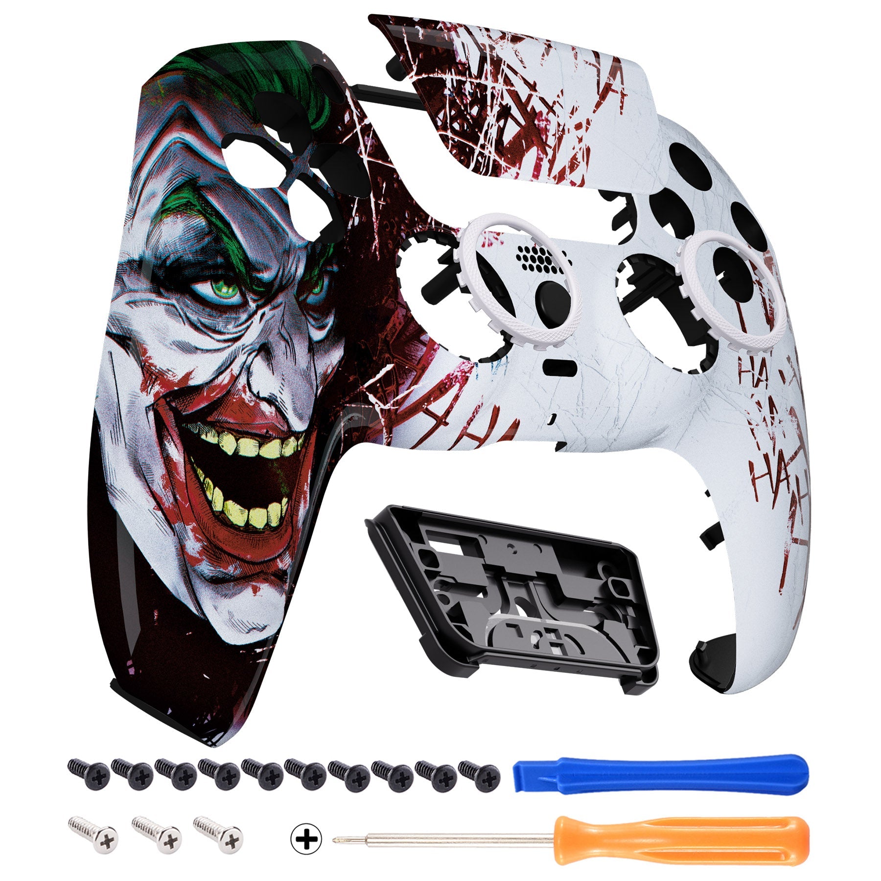 eXtremeRate Retail LUNA Redesigned Clown HAHAHA Front Shell Touchpad Compatible with ps5 Controller BDM-010 BDM-020 BDM-030, DIY Replacement Housing Custom Touch Pad Cover Compatible with ps5 Controller - GHPFT001