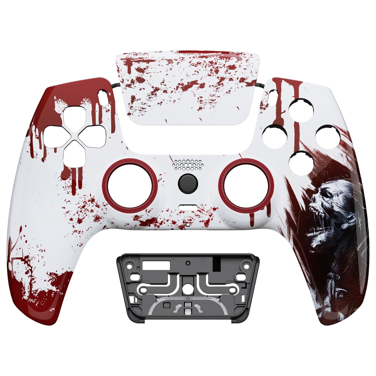 eXtremeRate Retail LUNA Redesigned Blood Zombie Front Shell Touchpad Compatible with ps5 Controller BDM-010 BDM-020 BDM-030, DIY Replacement Housing Custom Touch Pad Cover Compatible with ps5 Controller - GHPFT002