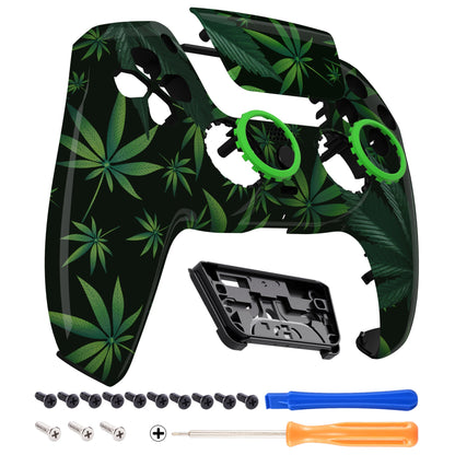 eXtremeRate Retail LUNA Redesigned Green Weeds Front Shell Touchpad Compatible with ps5 Controller BDM-010 BDM-020 BDM-030, DIY Replacement Housing Custom Touch Pad Cover Compatible with ps5 Controller - GHPFT003