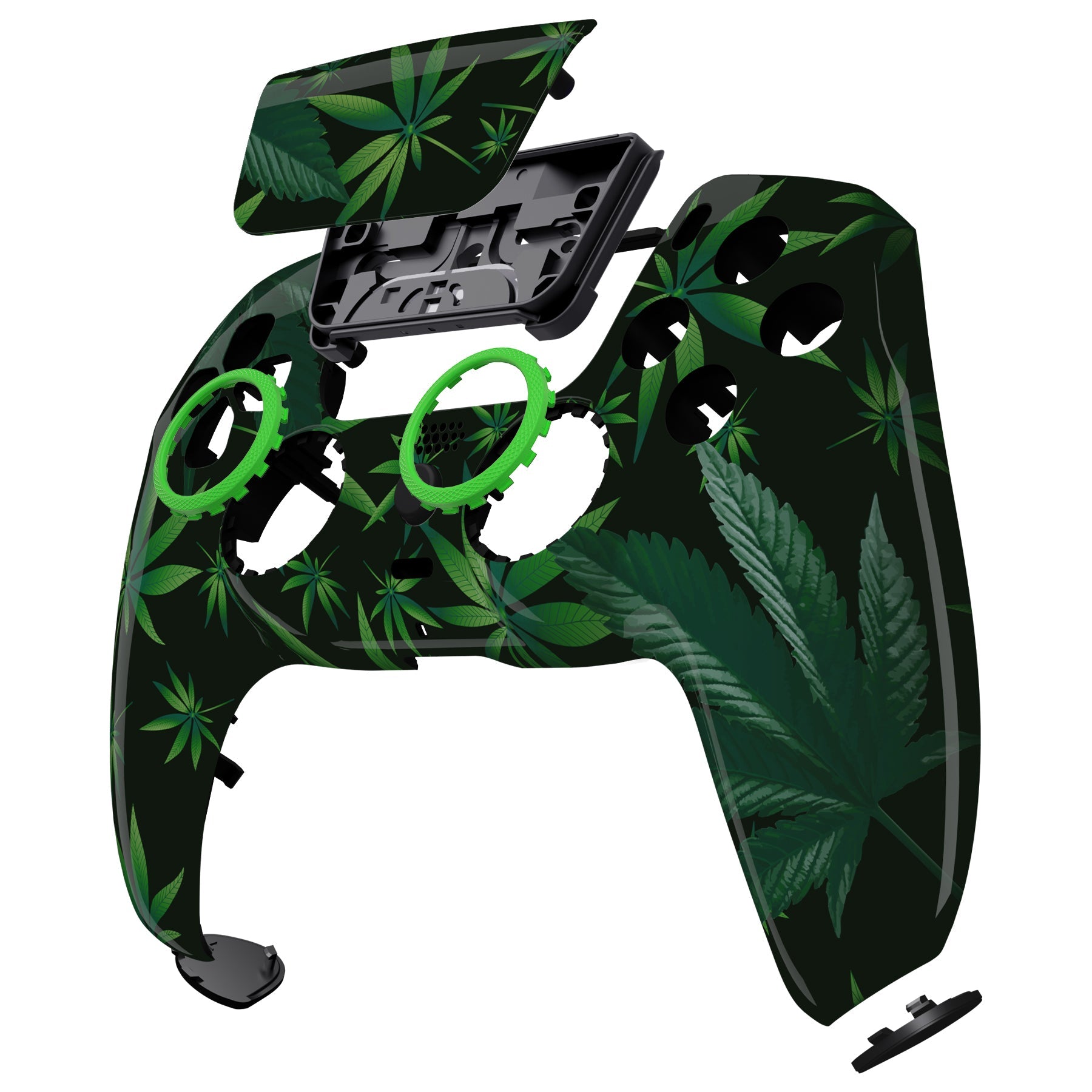 eXtremeRate Retail LUNA Redesigned Green Weeds Front Shell Touchpad Compatible with ps5 Controller BDM-010 BDM-020 BDM-030, DIY Replacement Housing Custom Touch Pad Cover Compatible with ps5 Controller - GHPFT003