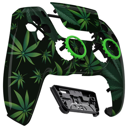 eXtremeRate Retail LUNA Redesigned Green Weeds Front Shell Touchpad Compatible with ps5 Controller BDM-010 BDM-020 BDM-030, DIY Replacement Housing Custom Touch Pad Cover Compatible with ps5 Controller - GHPFT003