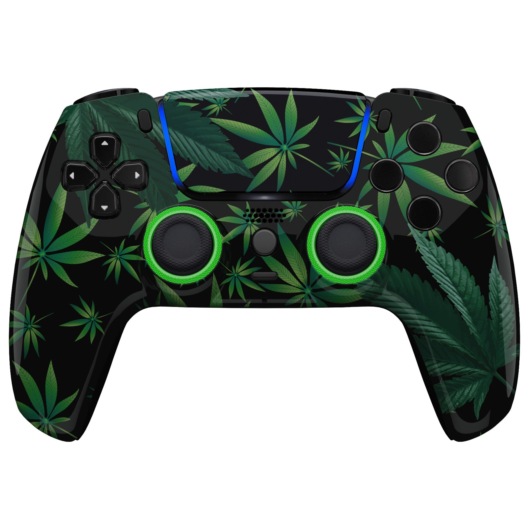 eXtremeRate Retail LUNA Redesigned Green Weeds Front Shell Touchpad Compatible with ps5 Controller BDM-010 BDM-020 BDM-030, DIY Replacement Housing Custom Touch Pad Cover Compatible with ps5 Controller - GHPFT003