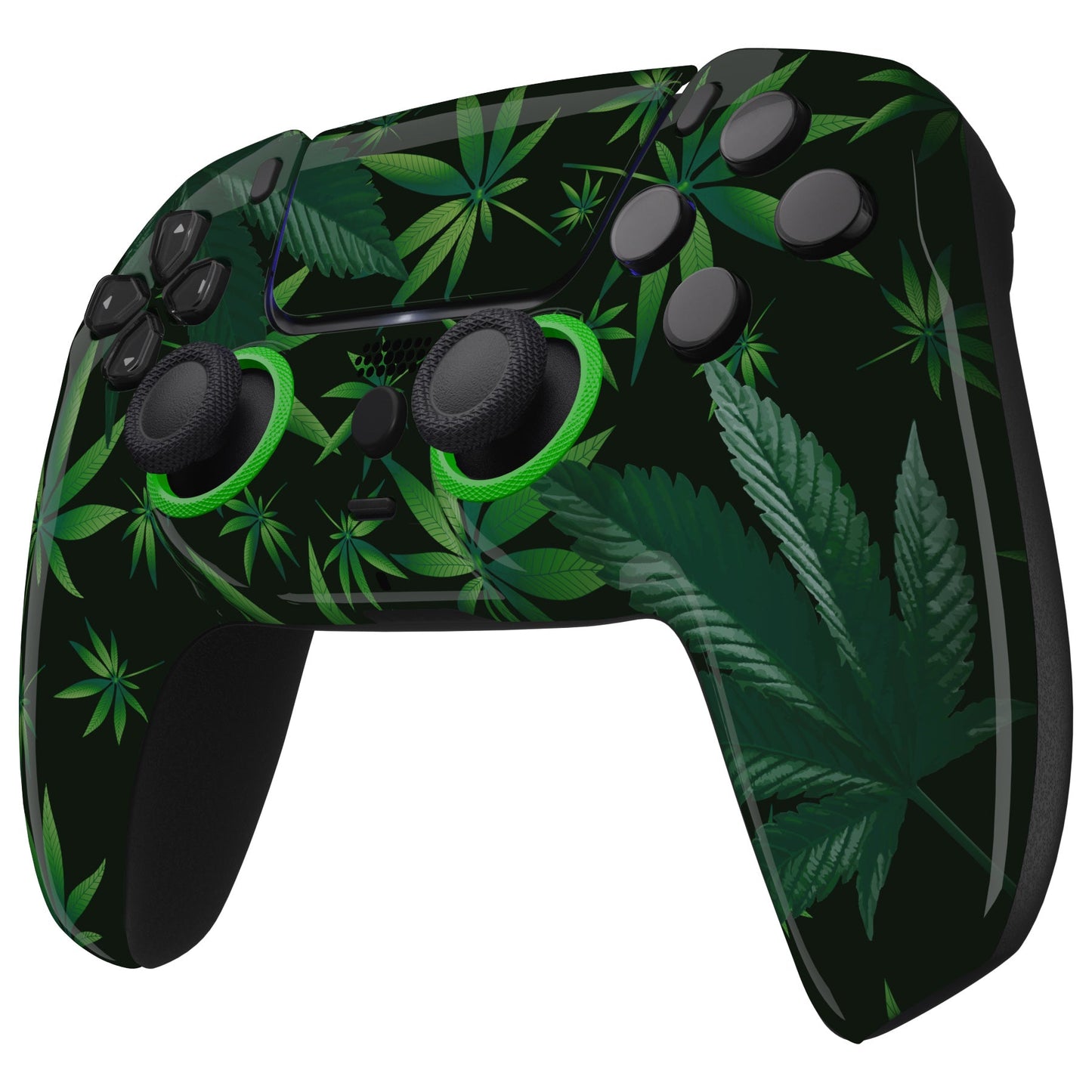 eXtremeRate Retail LUNA Redesigned Green Weeds Front Shell Touchpad Compatible with ps5 Controller BDM-010 BDM-020 BDM-030, DIY Replacement Housing Custom Touch Pad Cover Compatible with ps5 Controller - GHPFT003