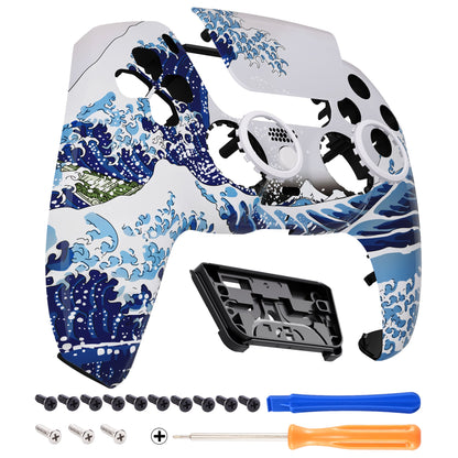 eXtremeRate Retail LUNA Redesigned The Great Wave Front Shell Touchpad Compatible with ps5 Controller BDM-010 BDM-020 BDM-030, DIY Replacement Housing Custom Touch Pad Cover Compatible with ps5 Controller - GHPFT004