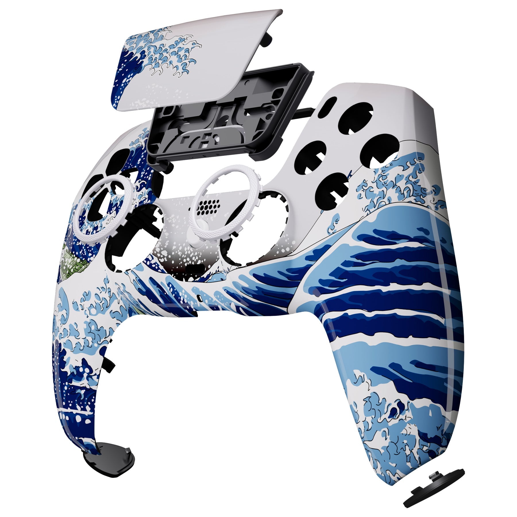 eXtremeRate Retail LUNA Redesigned The Great Wave Front Shell Touchpad Compatible with ps5 Controller BDM-010 BDM-020 BDM-030, DIY Replacement Housing Custom Touch Pad Cover Compatible with ps5 Controller - GHPFT004