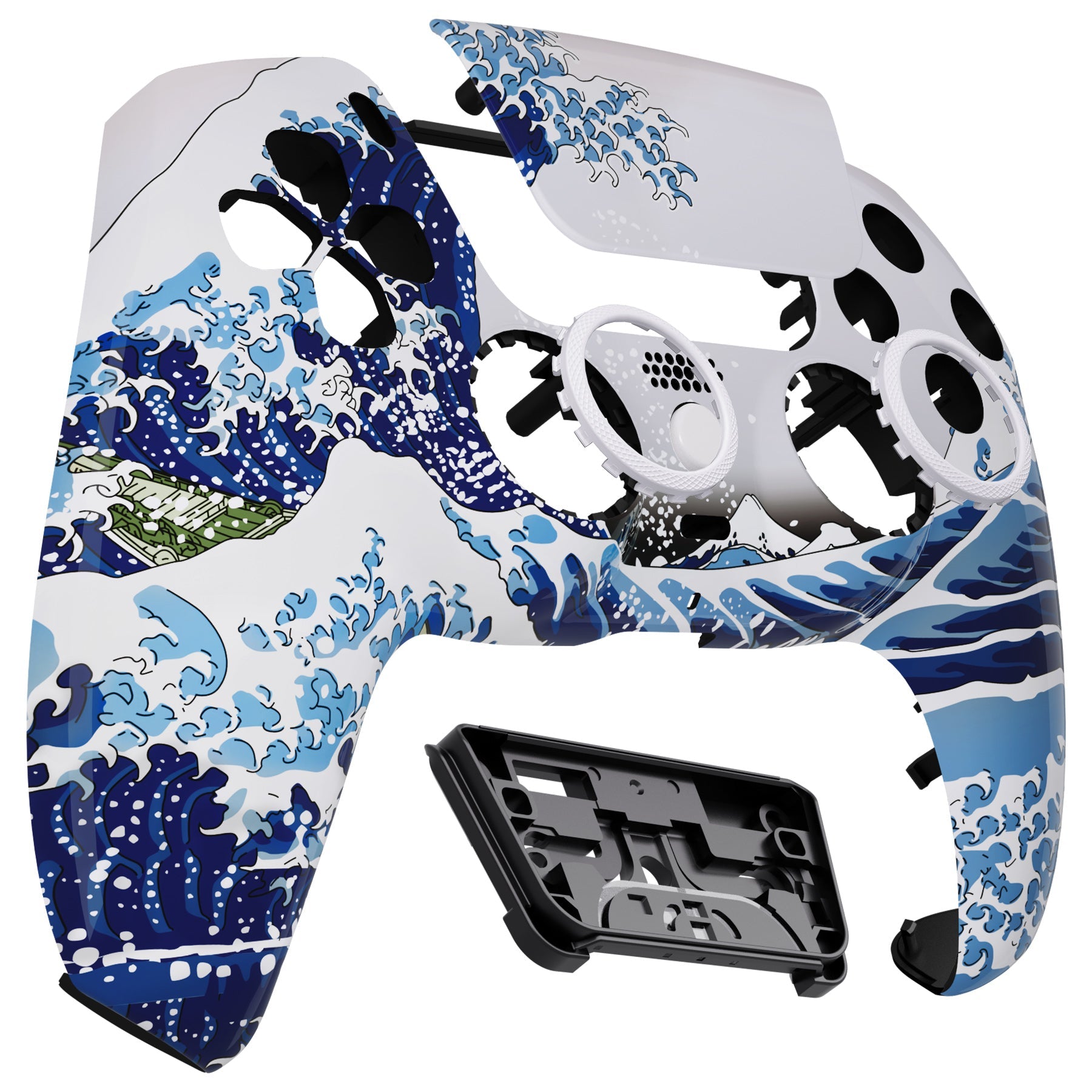 eXtremeRate Retail LUNA Redesigned The Great Wave Front Shell Touchpad Compatible with ps5 Controller BDM-010 BDM-020 BDM-030, DIY Replacement Housing Custom Touch Pad Cover Compatible with ps5 Controller - GHPFT004